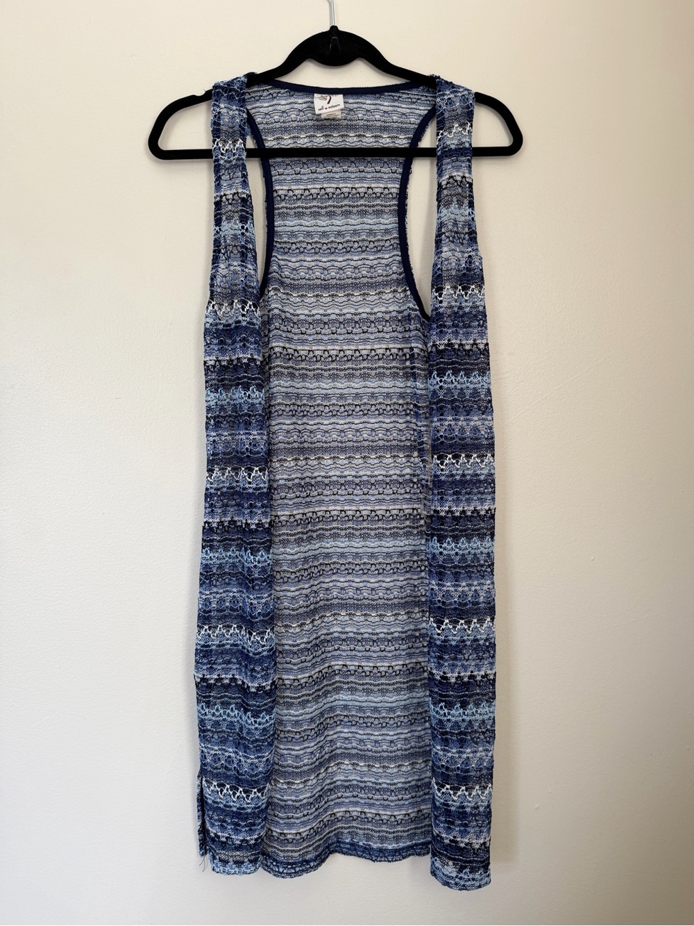 Self Esteem Blue Multicolored Sleeveless Duster Sheer Size Medium
